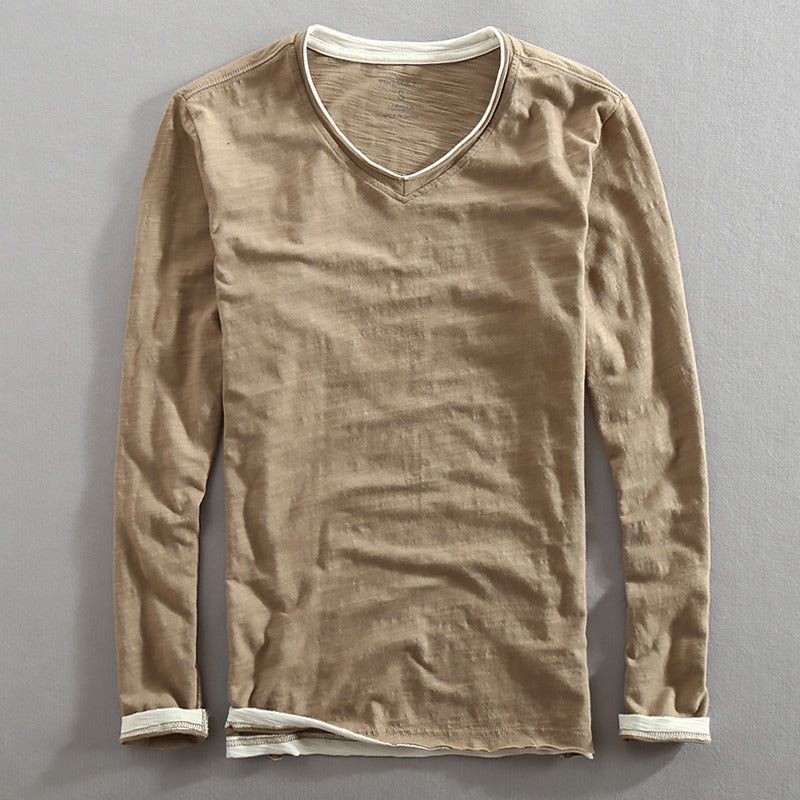 JAMES – LAAGJES LANGERMIGE V-HALS T-SHIRT