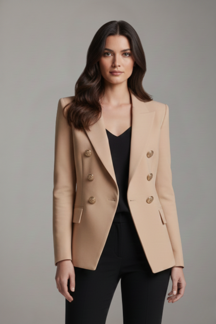 Jamie | Dames Dubbelrijige Blazer met Goudkleurige Knopdetails