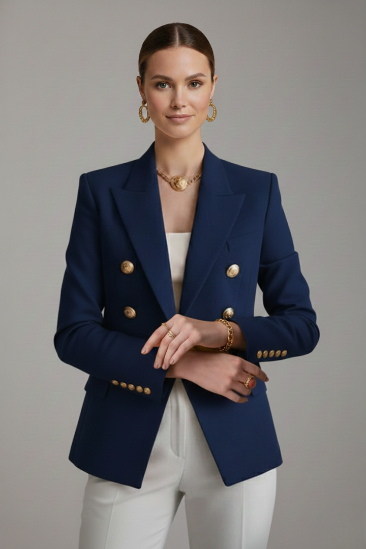 Jamie | Dames Dubbelrijige Blazer met Goudkleurige Knopdetails