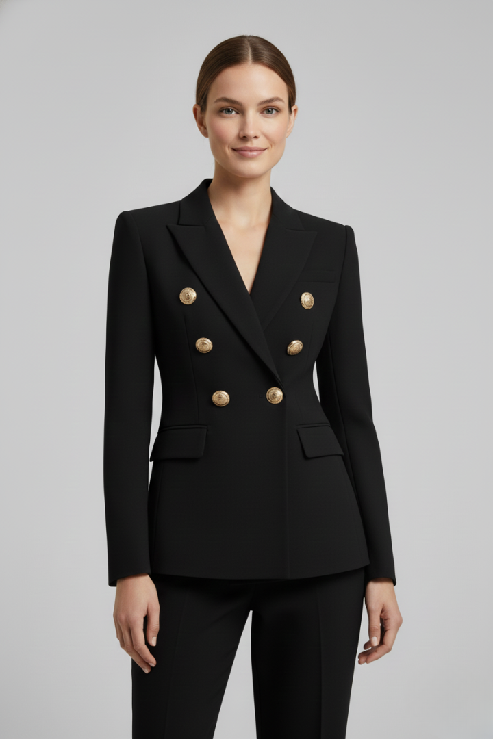 Jamie | Dames Dubbelrijige Blazer met Goudkleurige Knopdetails