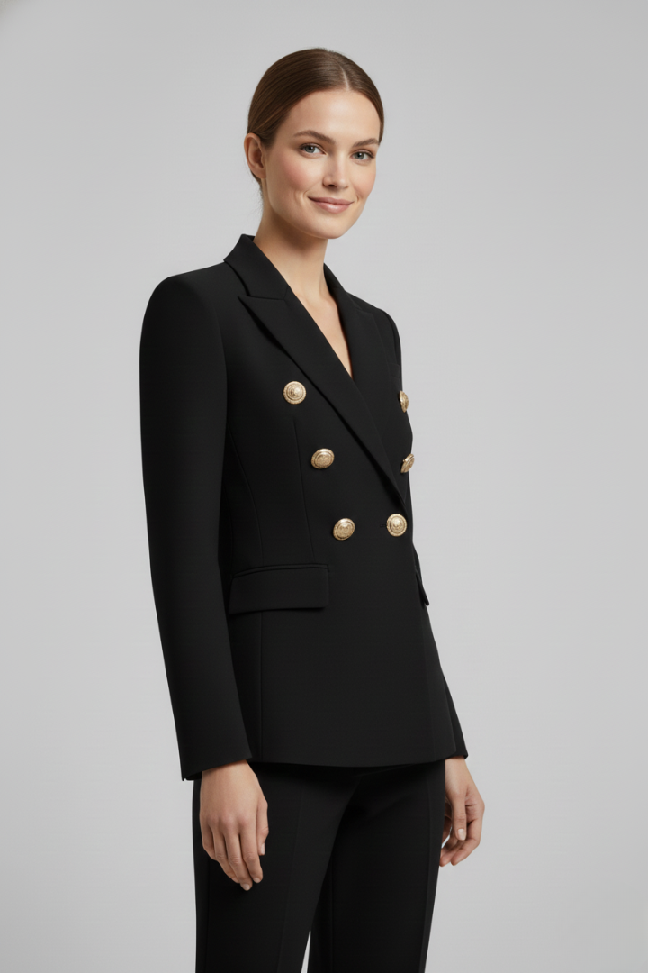 Jamie | Dames Dubbelrijige Blazer met Goudkleurige Knopdetails