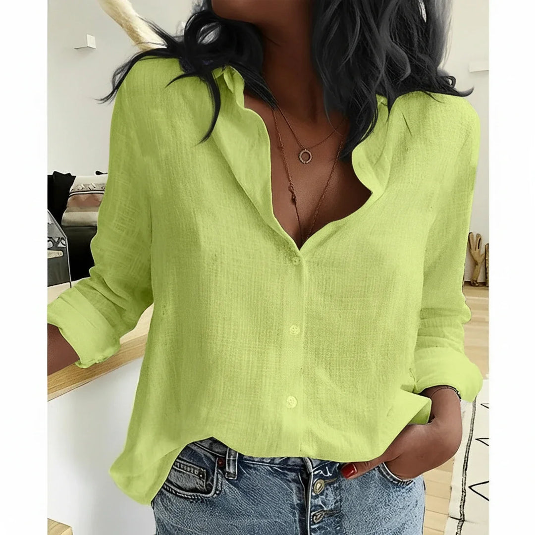 Dames Knopsluiting Relaxed Fit Blouse