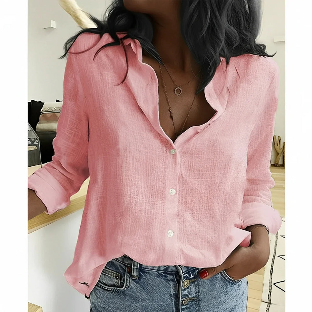 Dames Knopsluiting Relaxed Fit Blouse