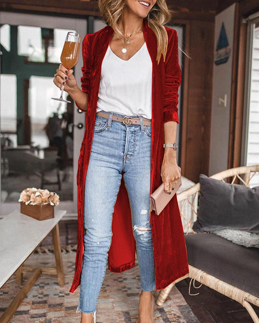 Andrea | Dames Lange Cardigan met Open Voorzijde