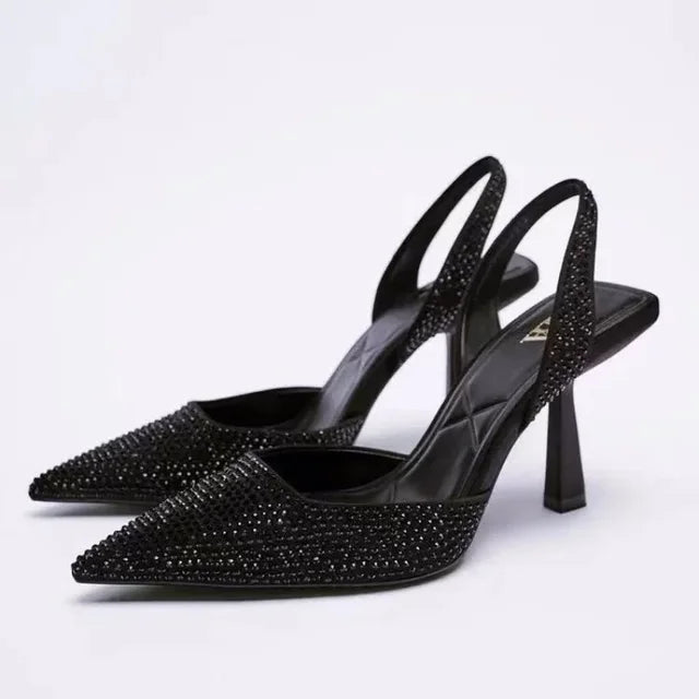 Zulma | Elegant en Stijlvolle Zwarte Slingback Hakken met Glitters