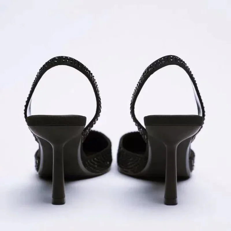 Zulma | Elegant en Stijlvolle Zwarte Slingback Hakken met Glitters