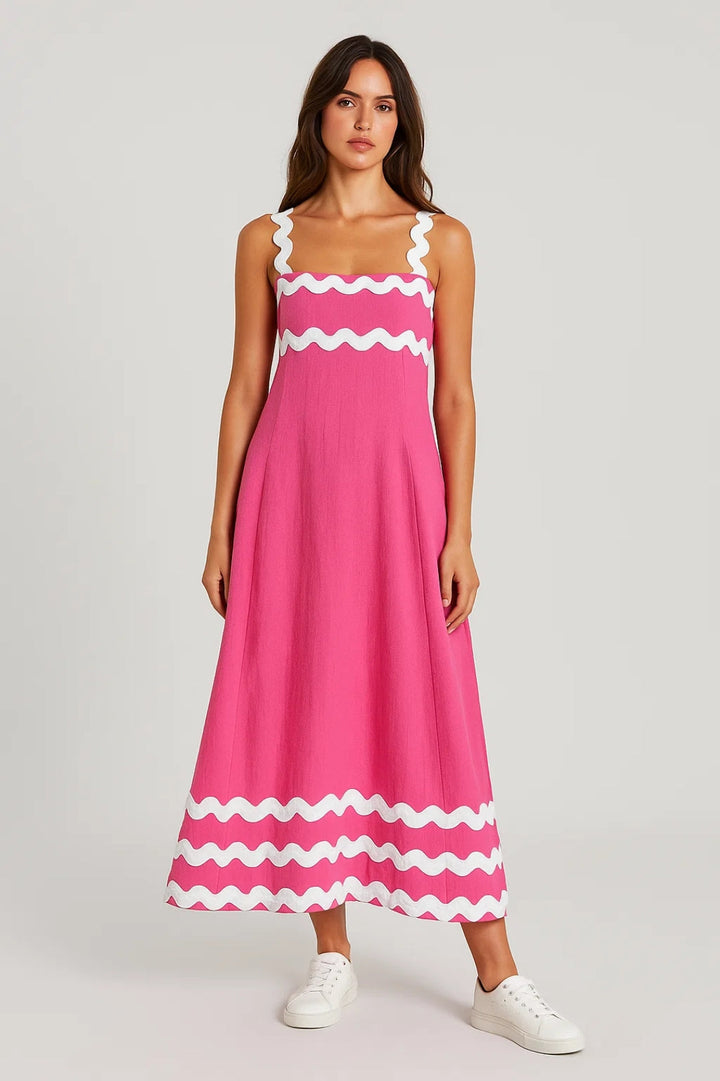 Roze Zomerse Maxi Jurk met Print
