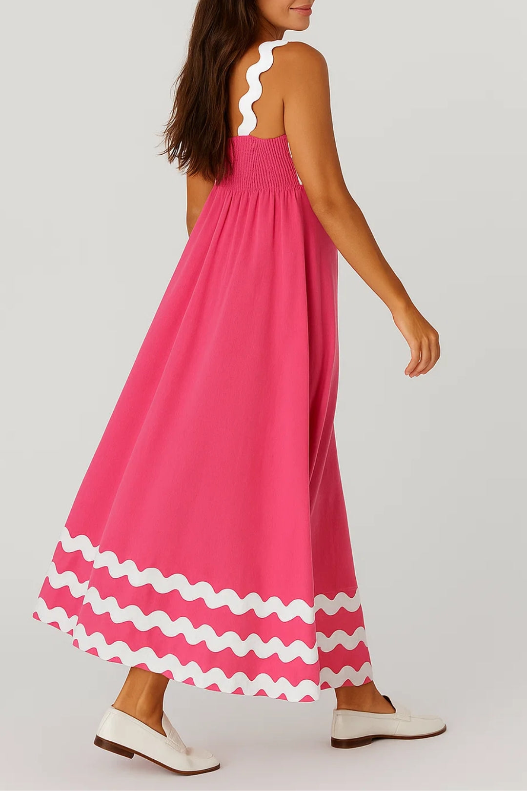 Roze Zomerse Maxi Jurk met Print