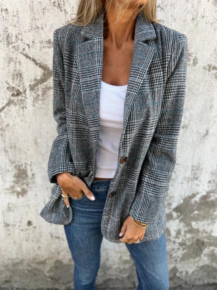 Vittoria - Casual Ruit Blazer Met Revers