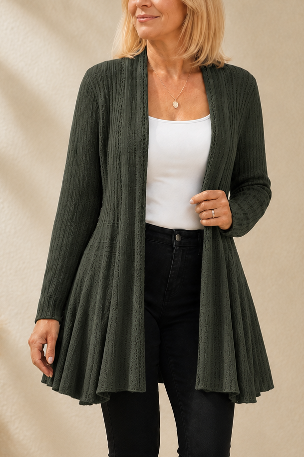 Wearbella – Open-Front Waterfall Brei Cardigan