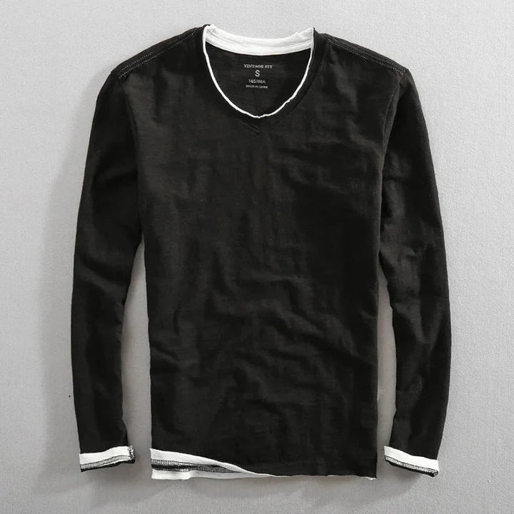 JAMES – LAAGJES LANGERMIGE V-HALS T-SHIRT