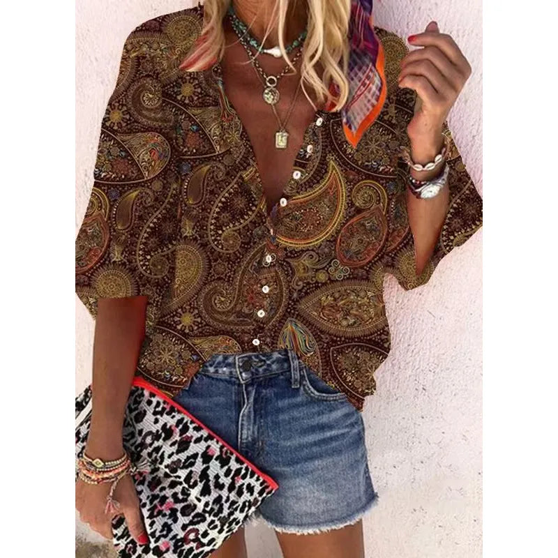 Cis | Damesblouse met V-hals en knoopsluiting