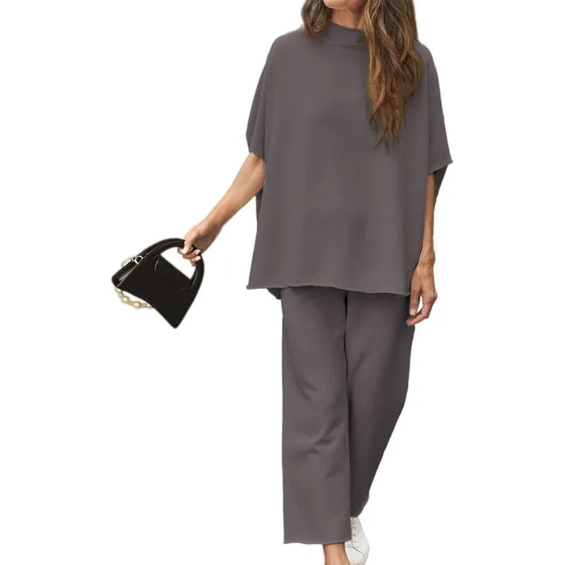 Lisa | Dames broekenset met opstaande hals en culotte