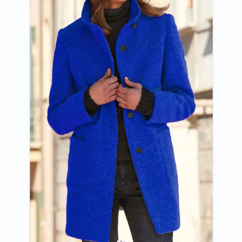 Arabella | Dames mantel met kraag en knoopsluiting
