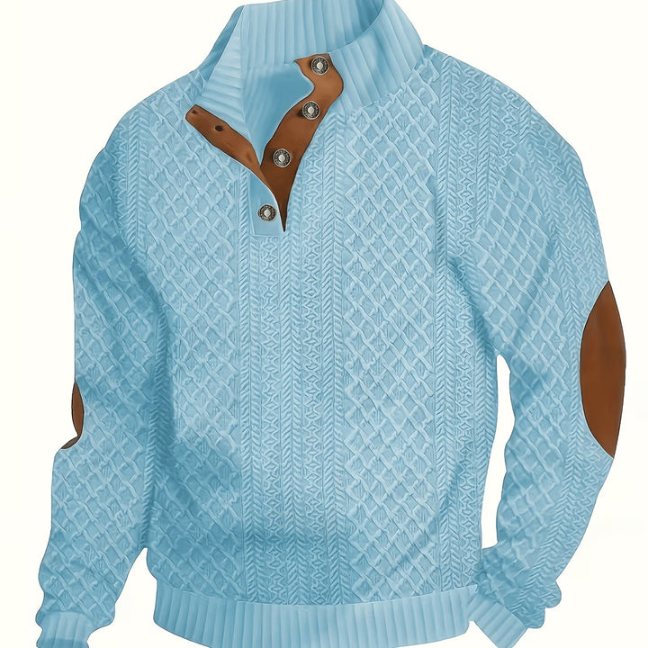 Ronan | Staande Kraag Knop Henley Trui