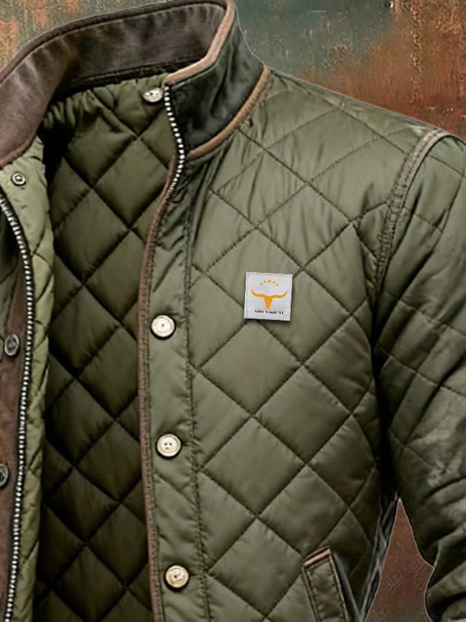 Heren Gequilt Klassieke Winterjas met Knopen