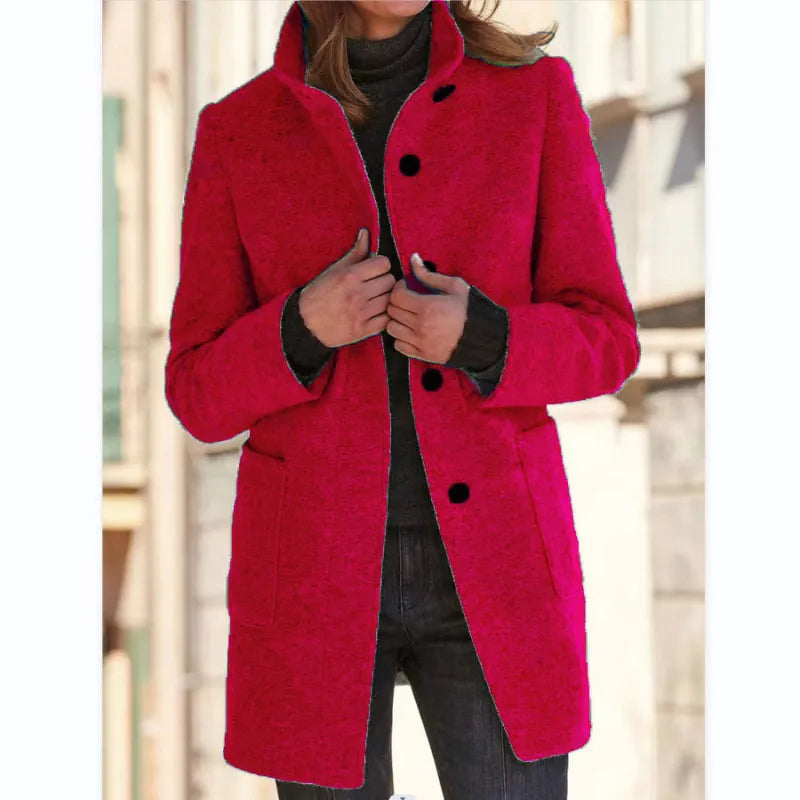 Arabella | Dames mantel met kraag en knoopsluiting