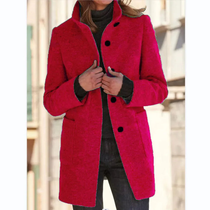Arabella | Dames mantel met kraag en knoopsluiting