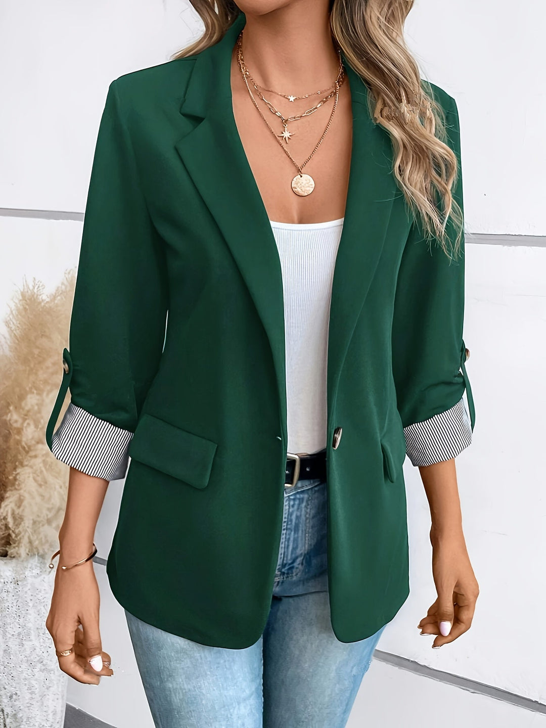 Athena | Dames Casual Blazer met Eén Knoop en Ruitpatroon