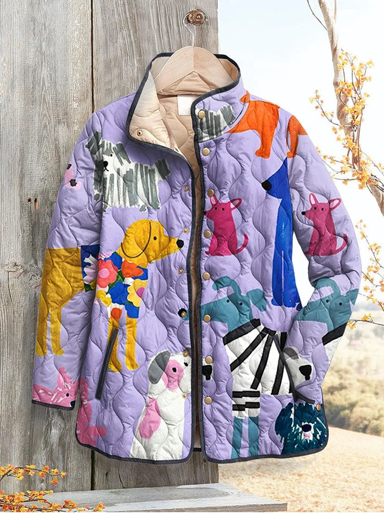 Damesjack met hondenpatroon in casual-stijl