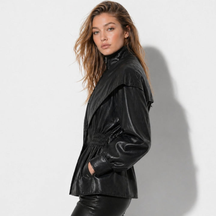 Agnes | Nonchalante Tailored Leren Jas met Notch-Lapel