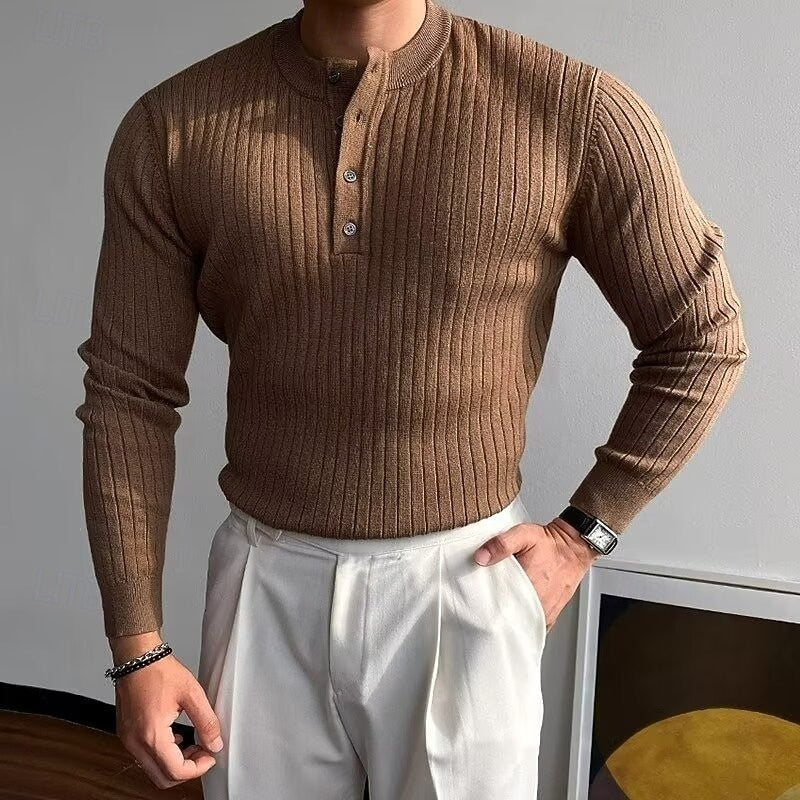 Theo | Geribbelde Henley Trui
