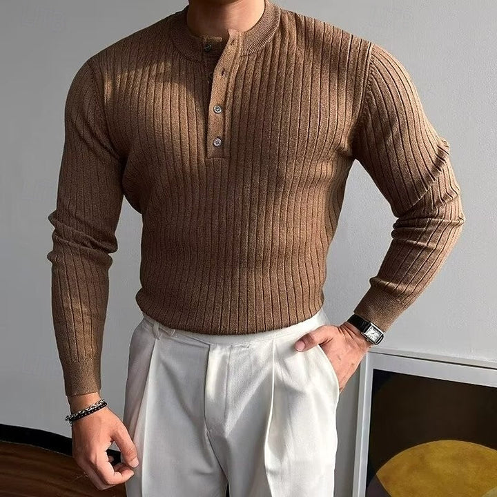 Theo | Geribbelde Henley Trui