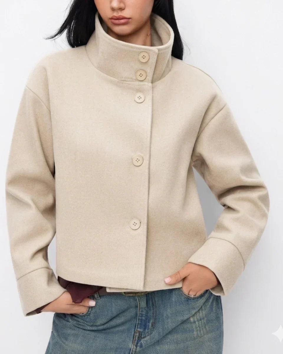 Tuğba | Cropped High-Neck Poised Coat