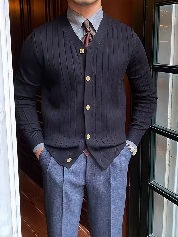 Arthur | Geribbelde Knopen Cardigan