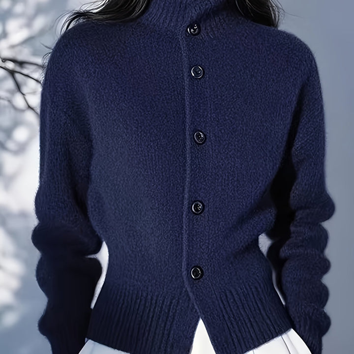 Margot | Hoge Hals Knop Cardigan