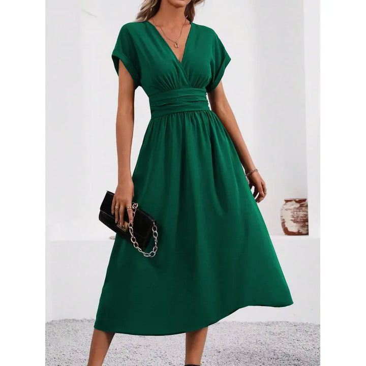 Alenya | Dames midi-jurk met V-hals en tailleband