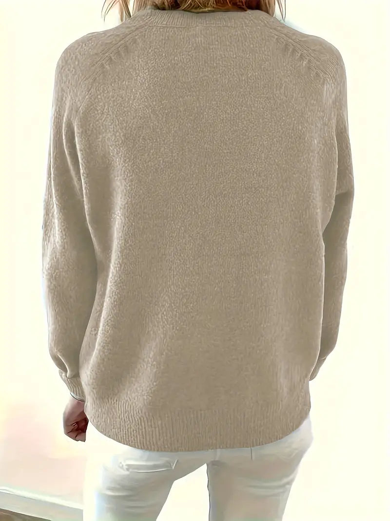 Caroline - Solide Pullover Met Halve Knopsluiting