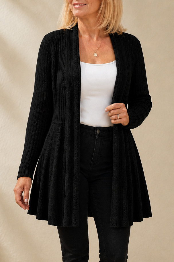 Wearbella – Open-Front Waterfall Brei Cardigan