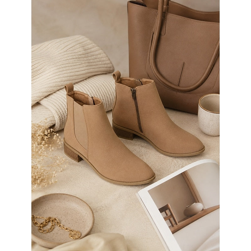 Vivienne | Puntige Block Heel Enkellaarsjes