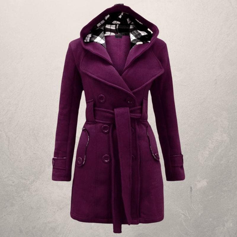 Hooded Belted Coat voor Gezellige Winterstijl