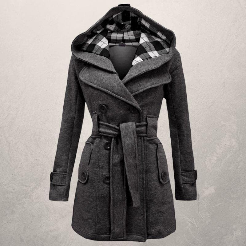 Hooded Belted Coat voor Gezellige Winterstijl
