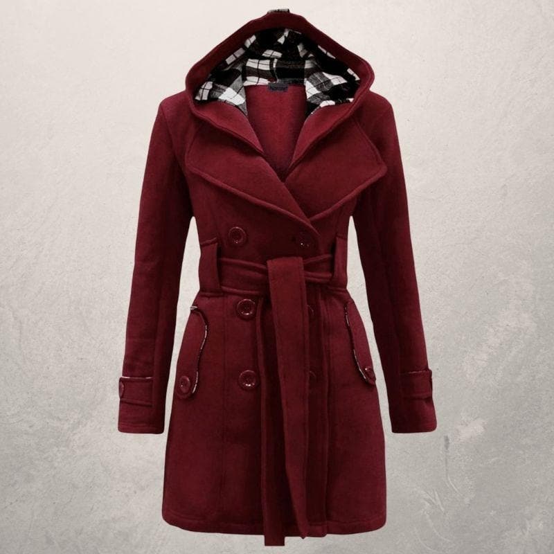 Hooded Belted Coat voor Gezellige Winterstijl