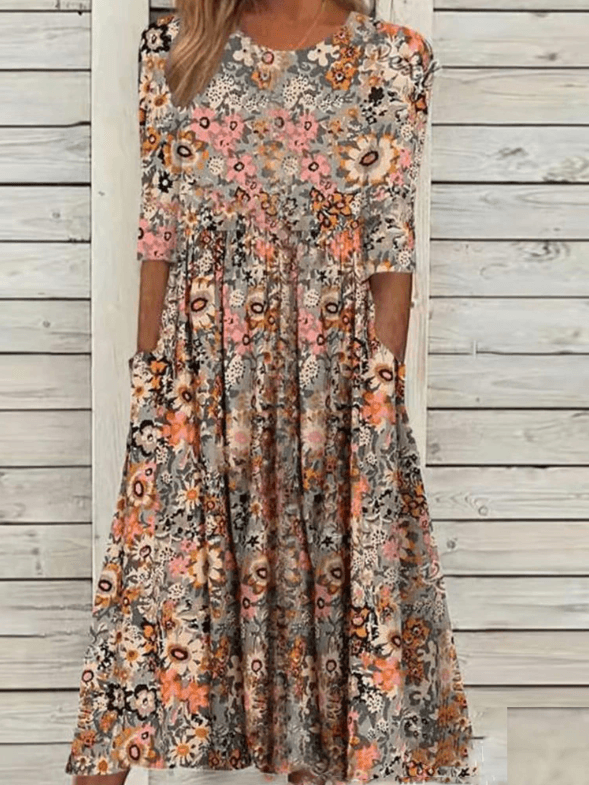 Gebloemde Midi-jurk voor Dames