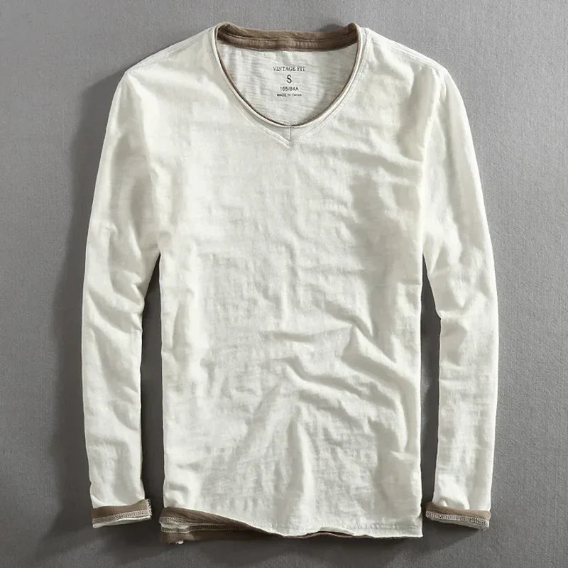 JAMES – LAAGJES LANGERMIGE V-HALS T-SHIRT