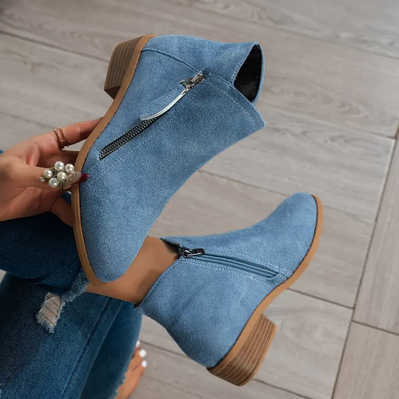 Elva | Trendy Suède Laarzen met Hak