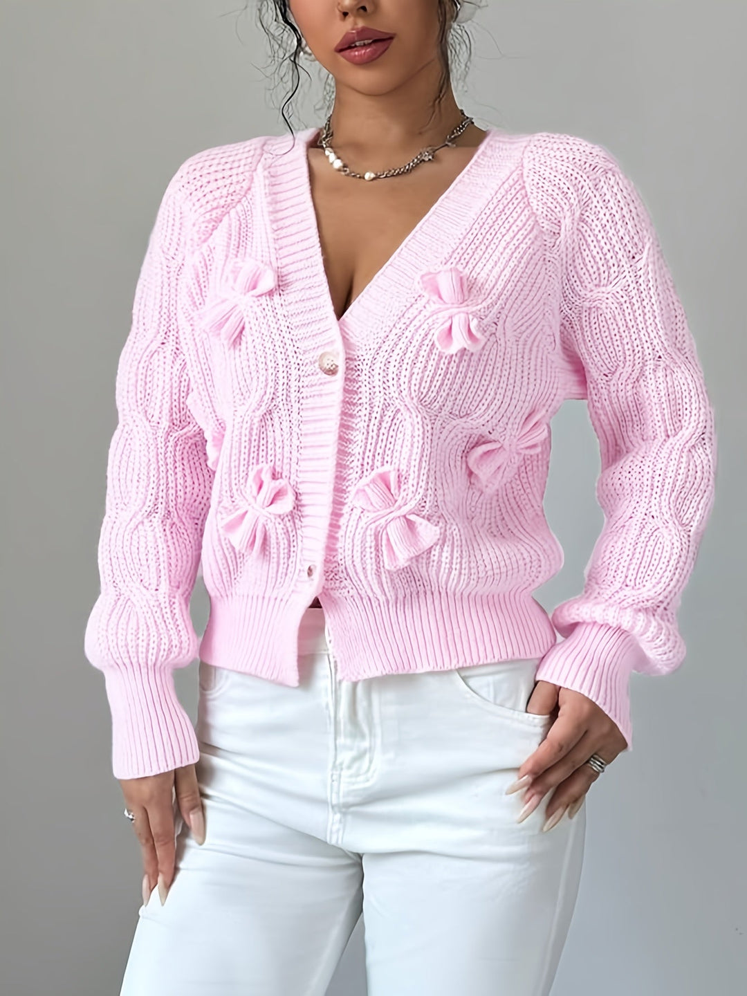 Juniper | Zachte Cardigan met Boogdetail en Lange Mouwen