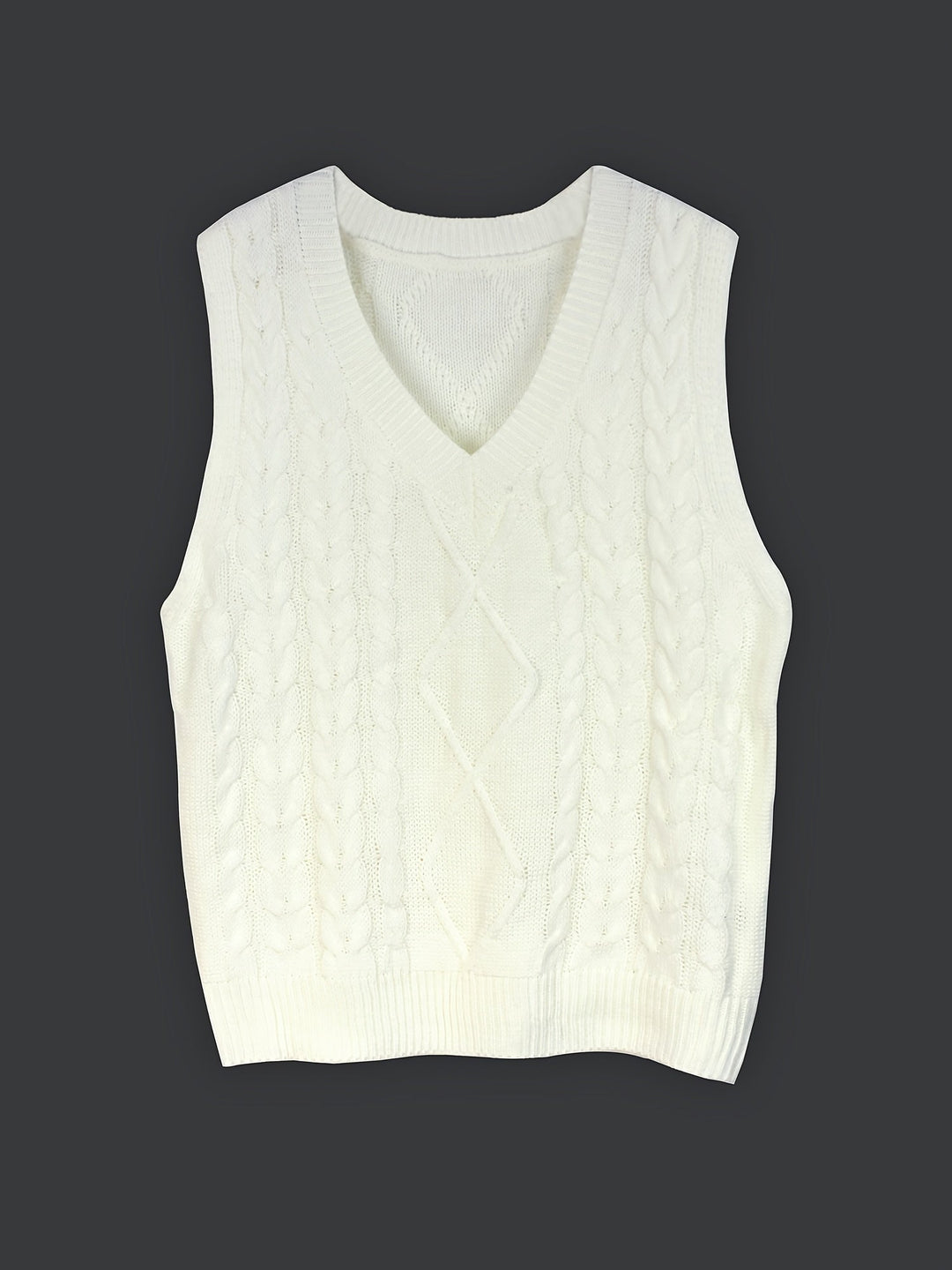 Cora | Gezellige Kabelgebreide V-Hals Sweater Vest