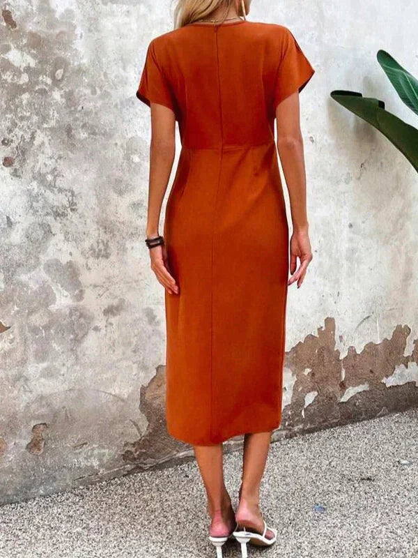 Elegante Midi Zomerjurk Dames - V-Hals Design met Subtiele Split