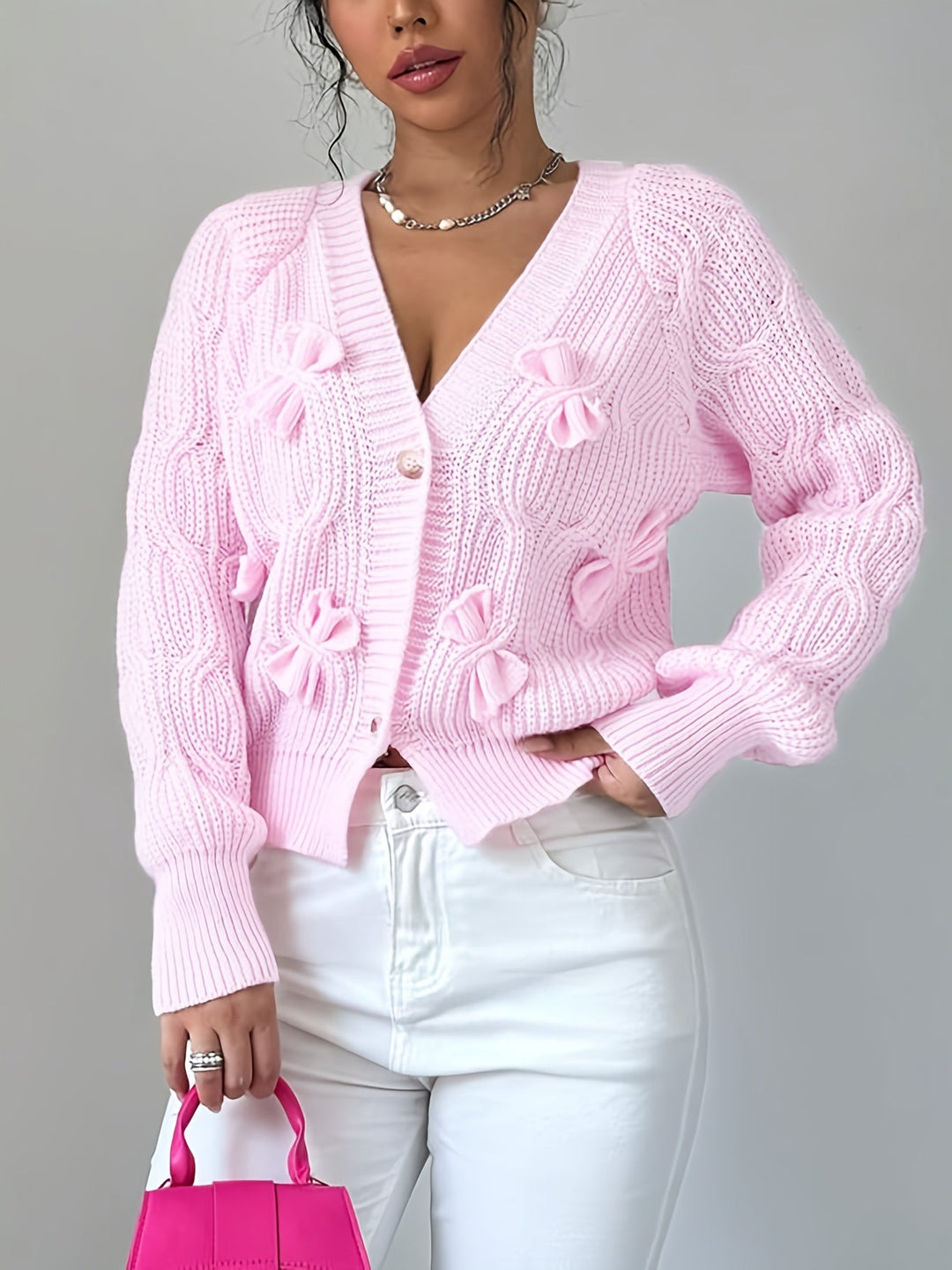 Juniper | Zachte Cardigan met Boogdetail en Lange Mouwen