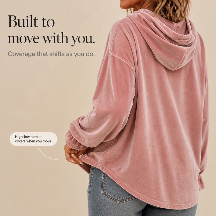 Wearbella – Rimpelmanchet Fluwelen Relaxed Hoodie