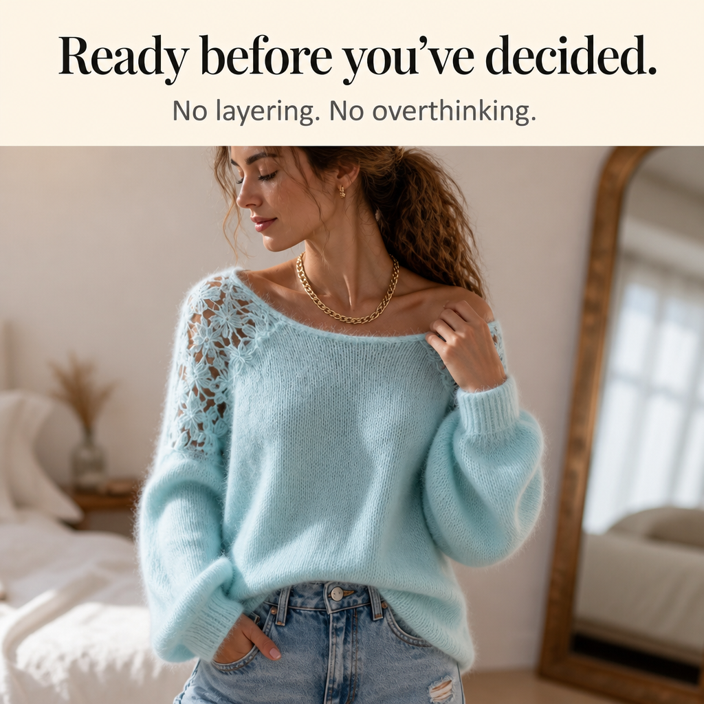 Wearbella – Kantbrei-look trui die verheven lijkt, niet eenvoudig