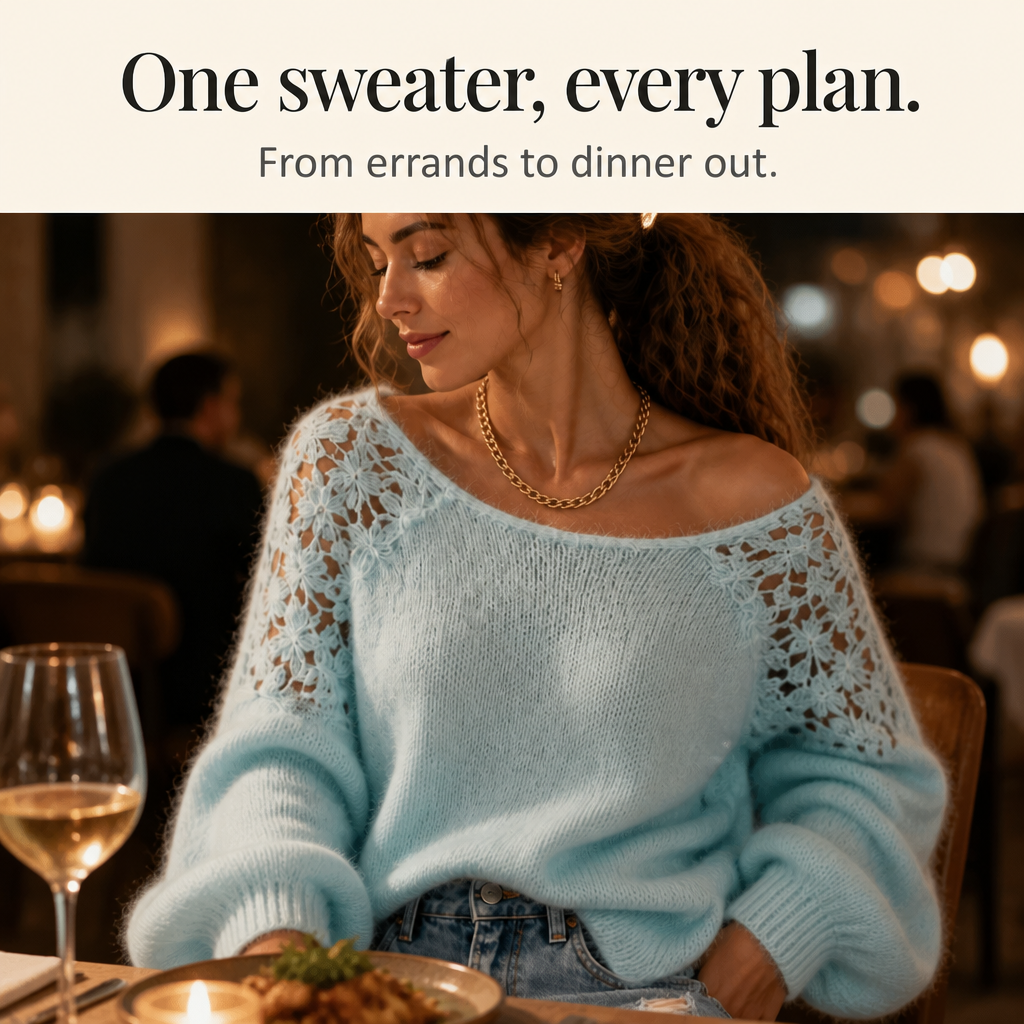 Wearbella – Kantbrei-look trui die verheven lijkt, niet eenvoudig