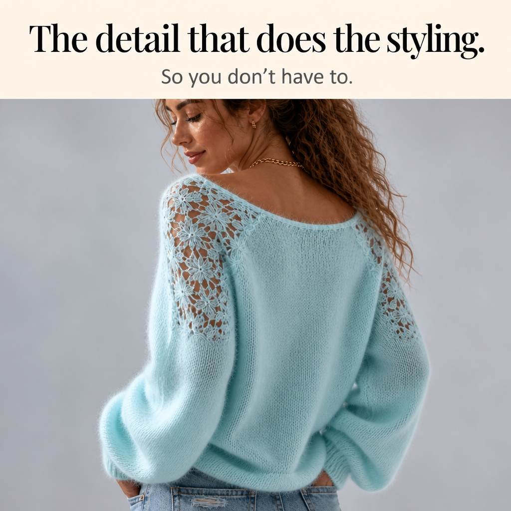 Wearbella – Kantbrei-look trui die verheven lijkt, niet eenvoudig