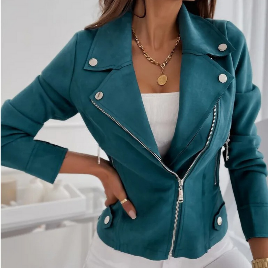 Vrouwen Faux Suede Asymmetrische Rits Moto Jast