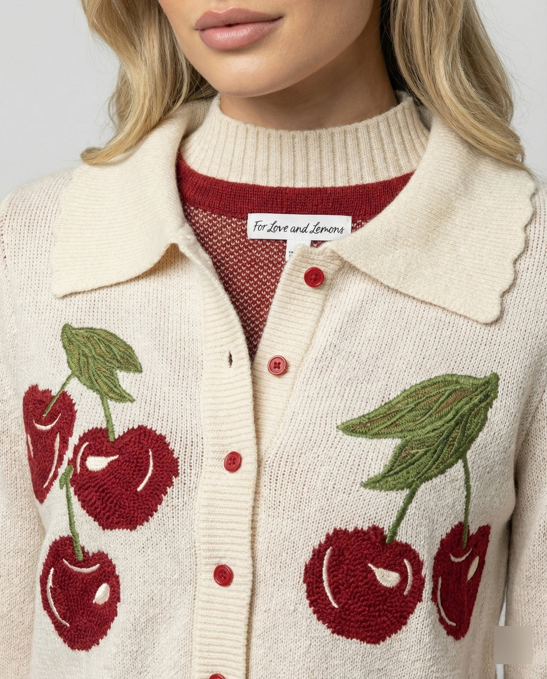 Dames Korte Gebreide Cardigan met Kersenbloesem Bloemmotief